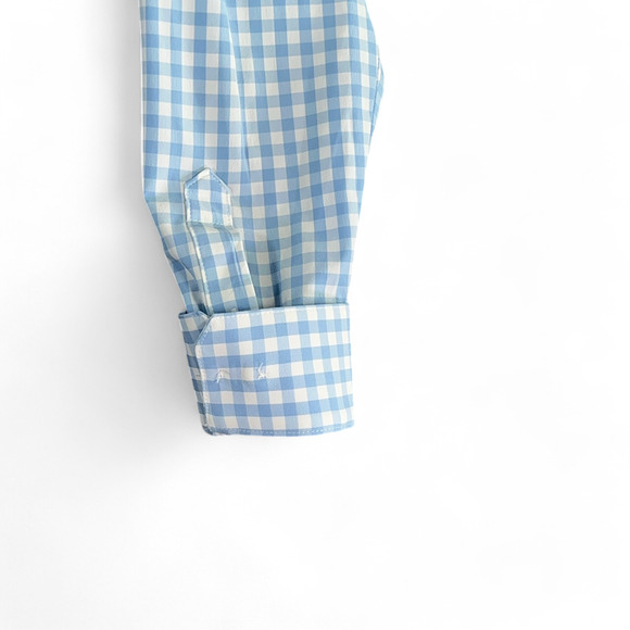 Mizzen Main Shirt Adult LARGE Blue White Gingham Checker Leeward Trim Fit - Picture 5 of 10